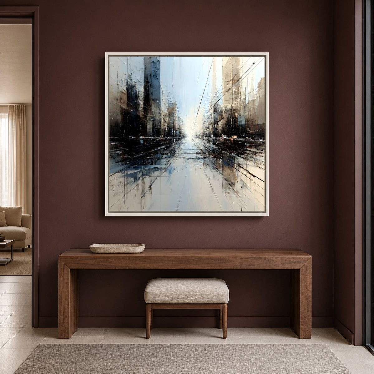 Urban Horizon Abstract Wall Art – Modern Cityscape Luxury Canvas