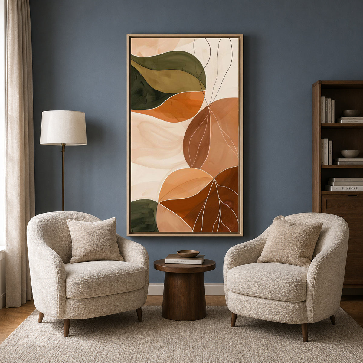 Earthy Bloom Abstract Wall Art – Modern Botanical Neutral Canvas