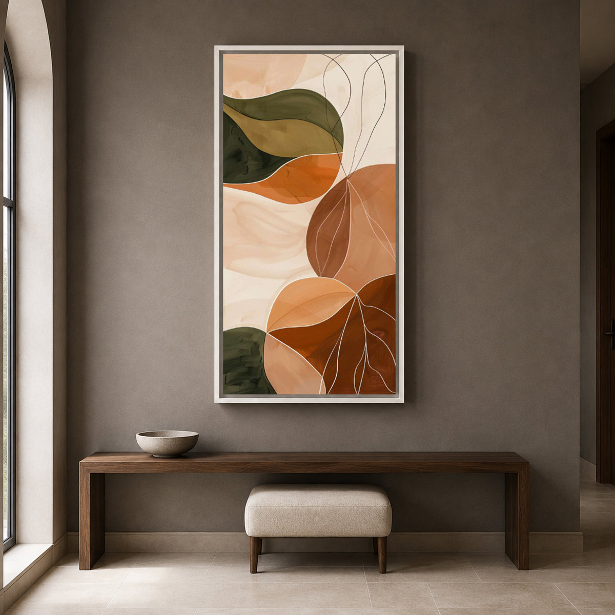 Earthy Bloom Abstract Wall Art – Modern Botanical Neutral Canvas