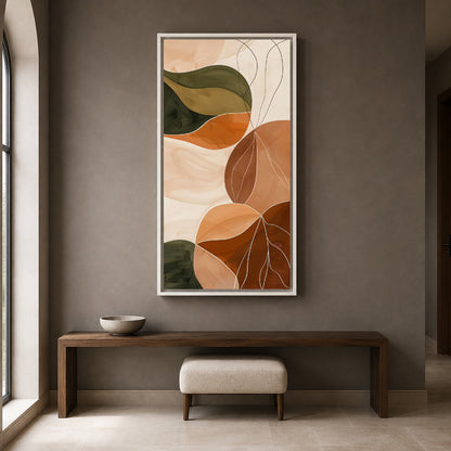 Earthy Bloom Abstract Wall Art – Modern Botanical Neutral Canvas