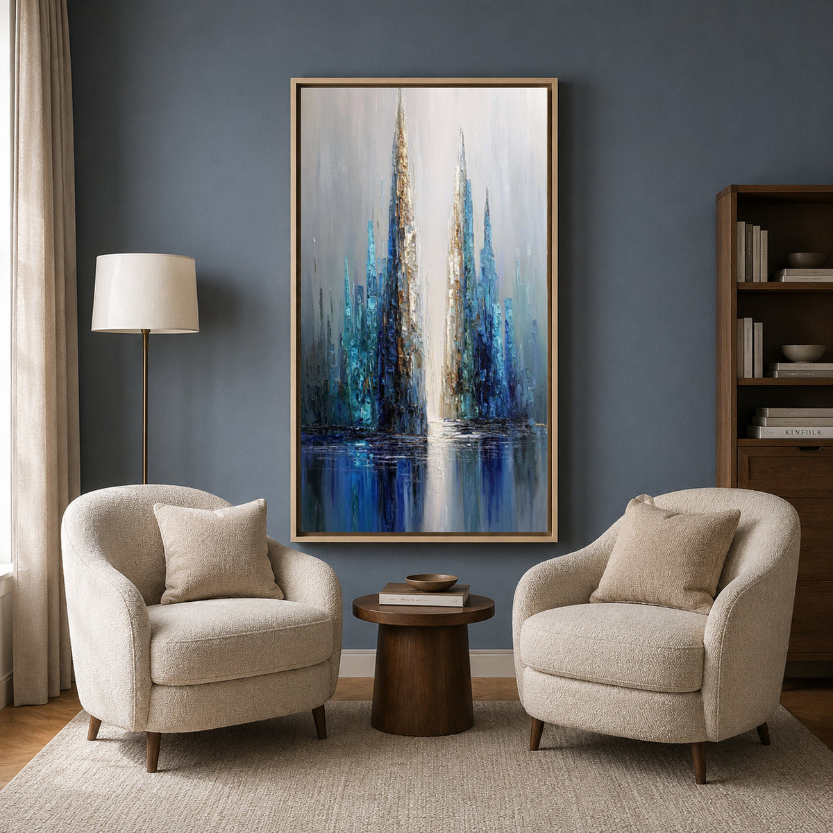 Azure Skyline Abstract Wall Art – Modern Blue Cityscape Canvas