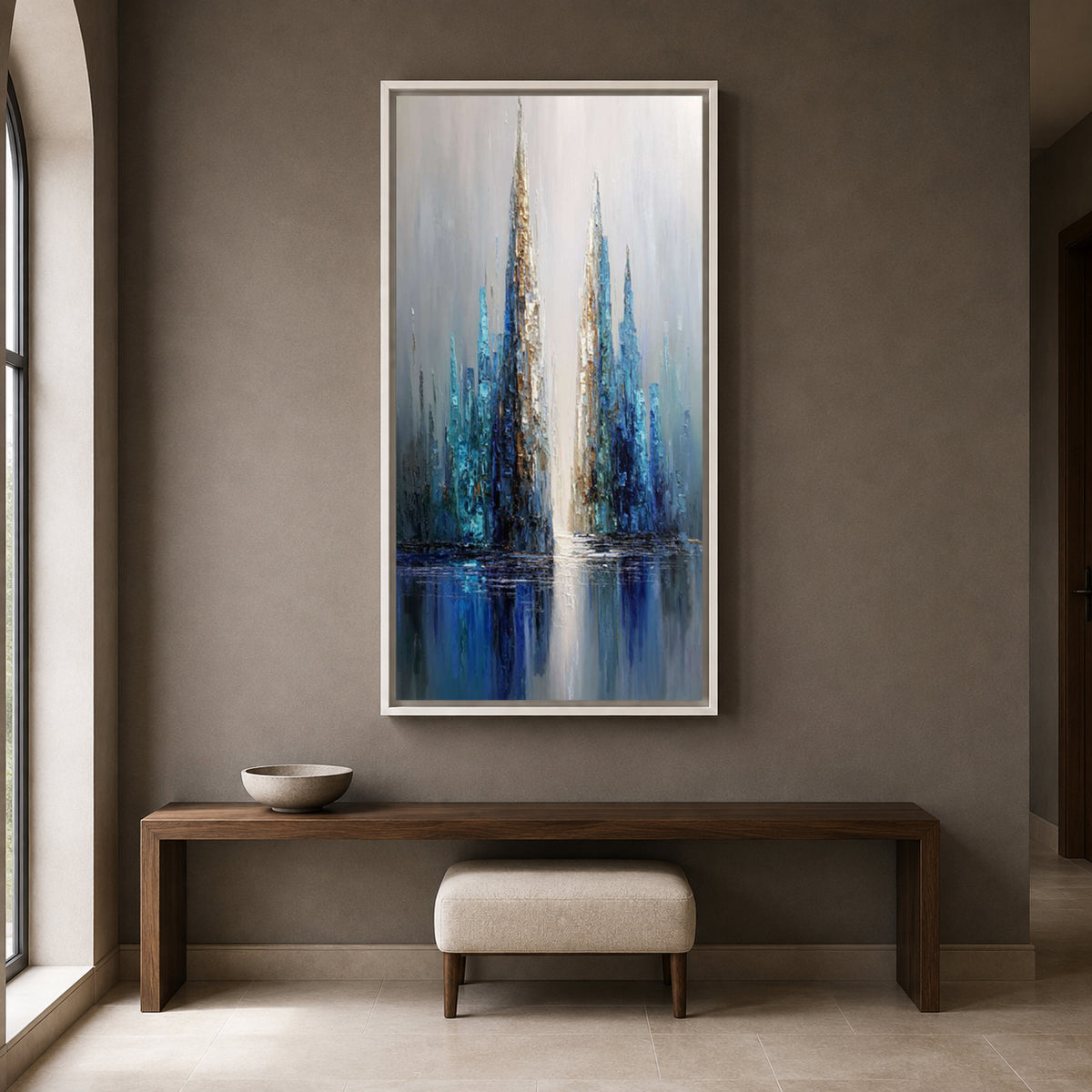Azure Skyline Abstract Wall Art – Modern Blue Cityscape Canvas