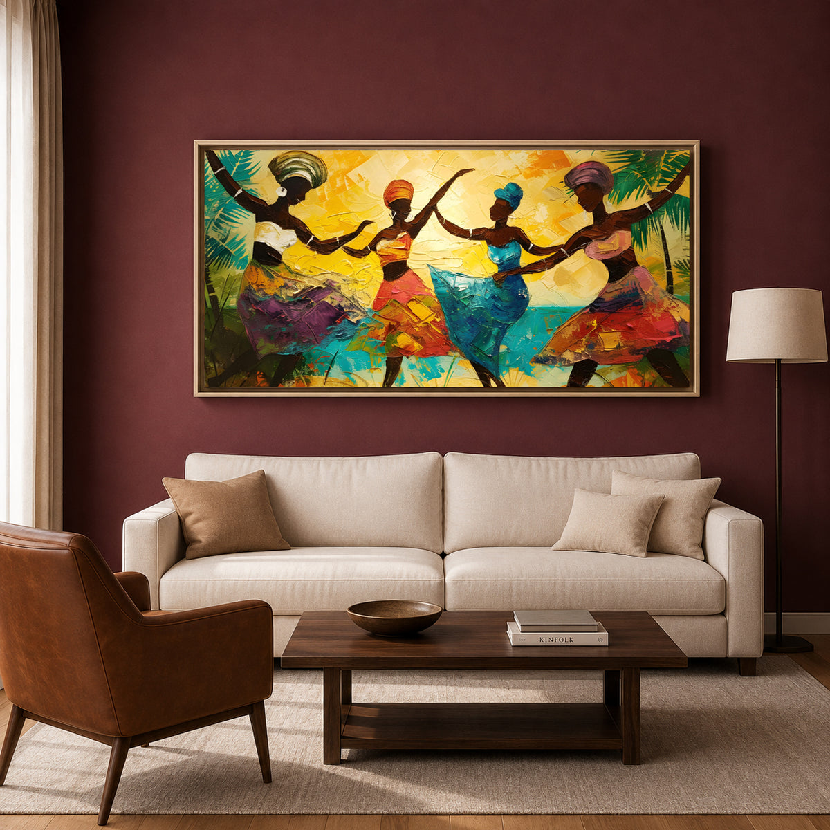 African Tribal Dance Abstract Canvas Wall Art for Modern Décor