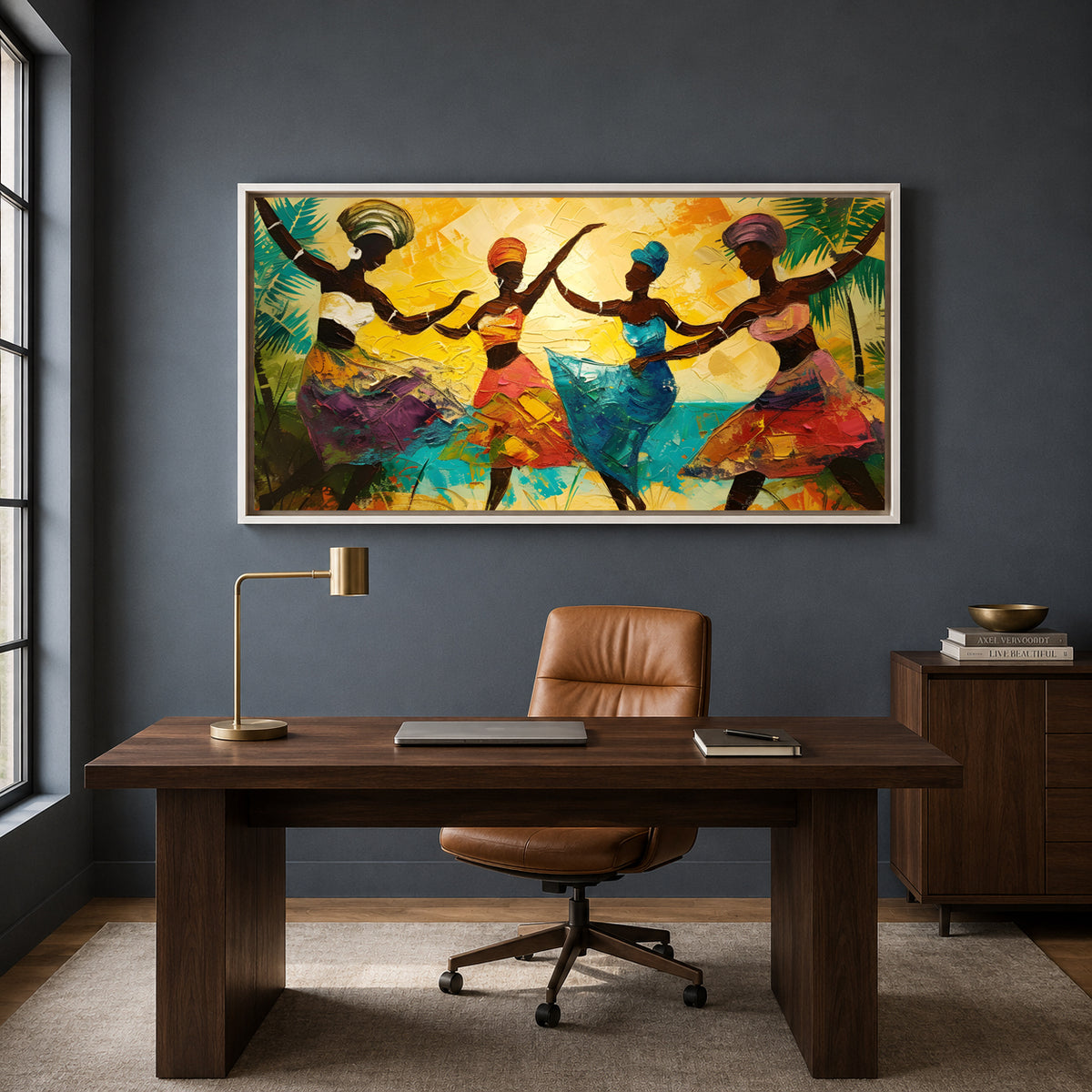 African Tribal Dance Abstract Canvas Wall Art for Modern Décor
