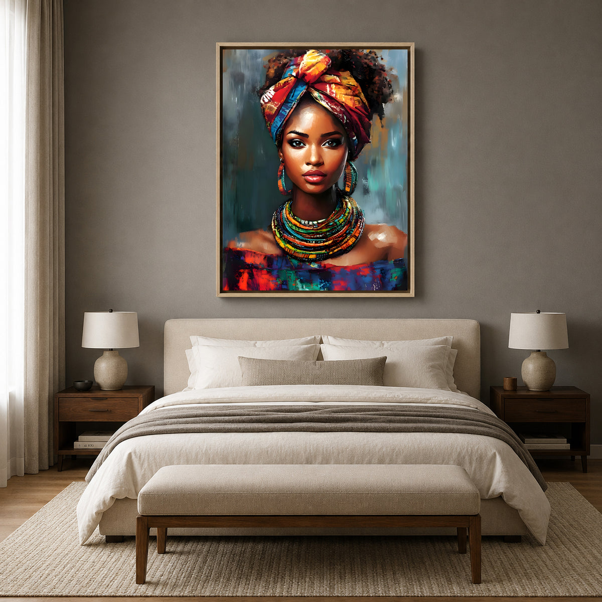 African Queen Portrait Canvas Wall Art Painting for Home Decor