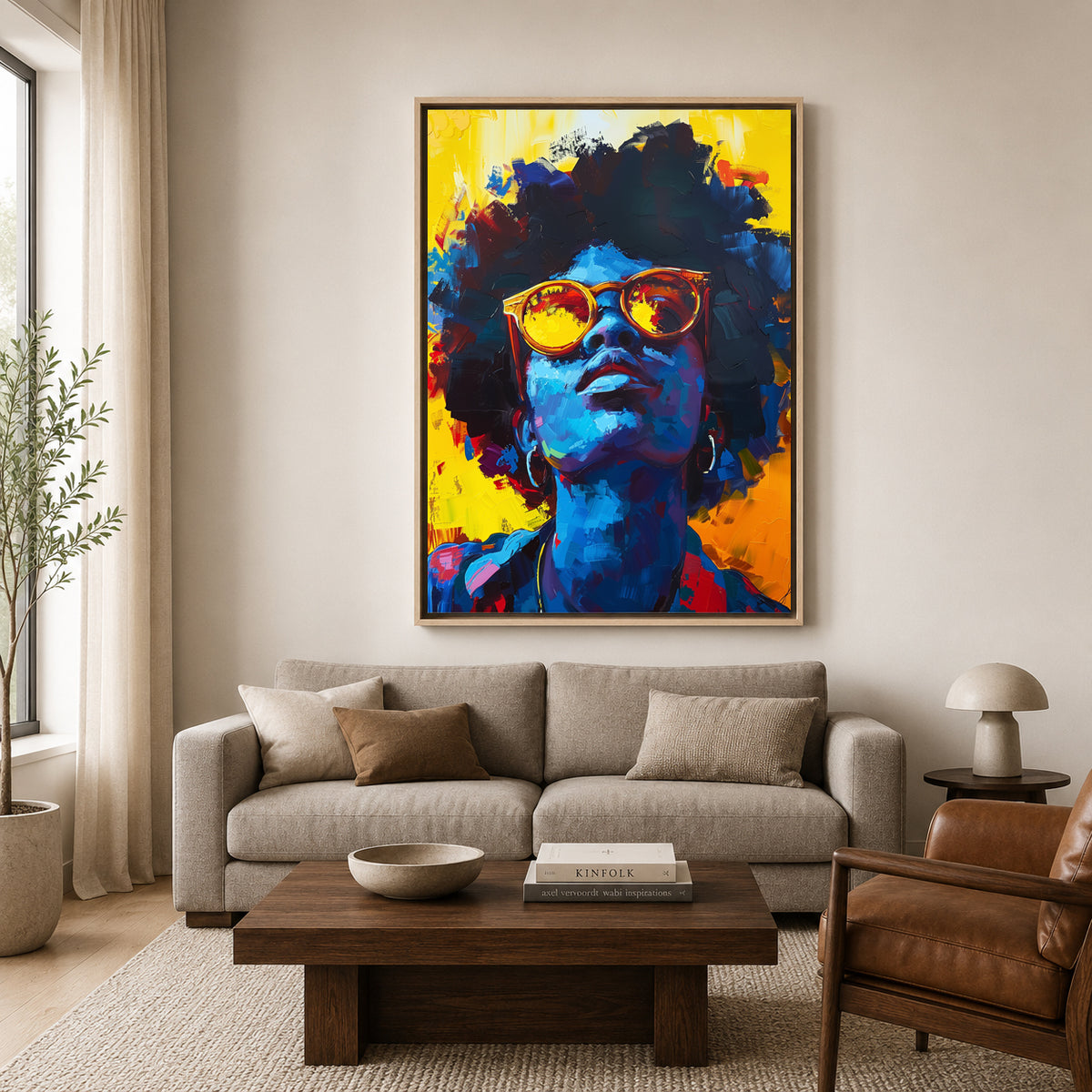 Modern Colorful Woman Portrait Canvas Wall Art Painting