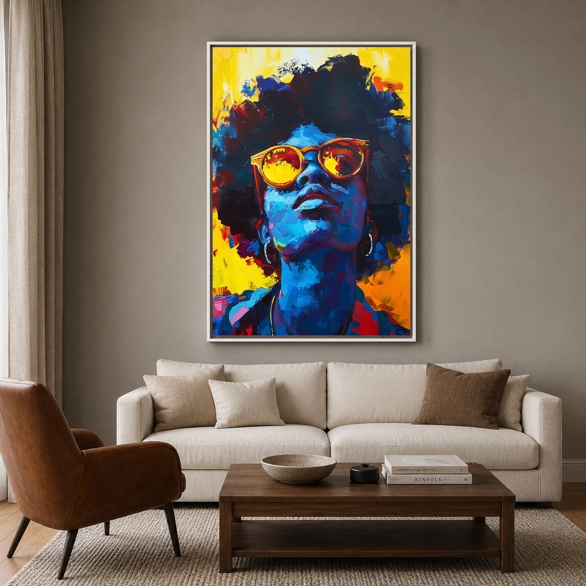 Modern Colorful Woman Portrait Canvas Wall Art Painting