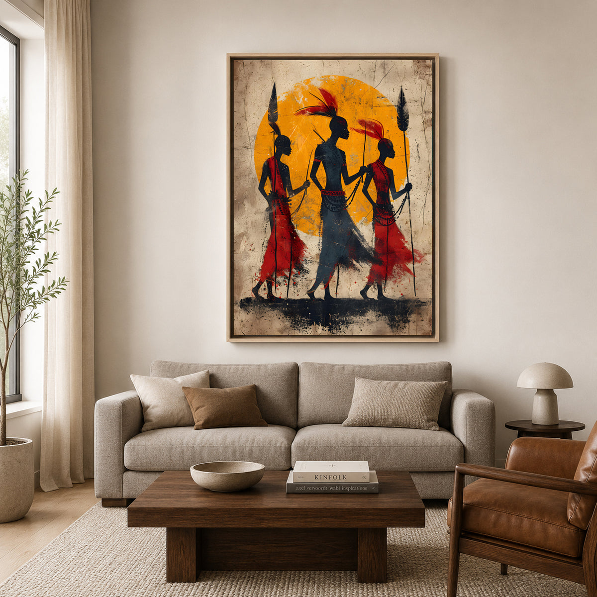 African Tribal Women Silhouette Canvas Wall Art for Home Decor