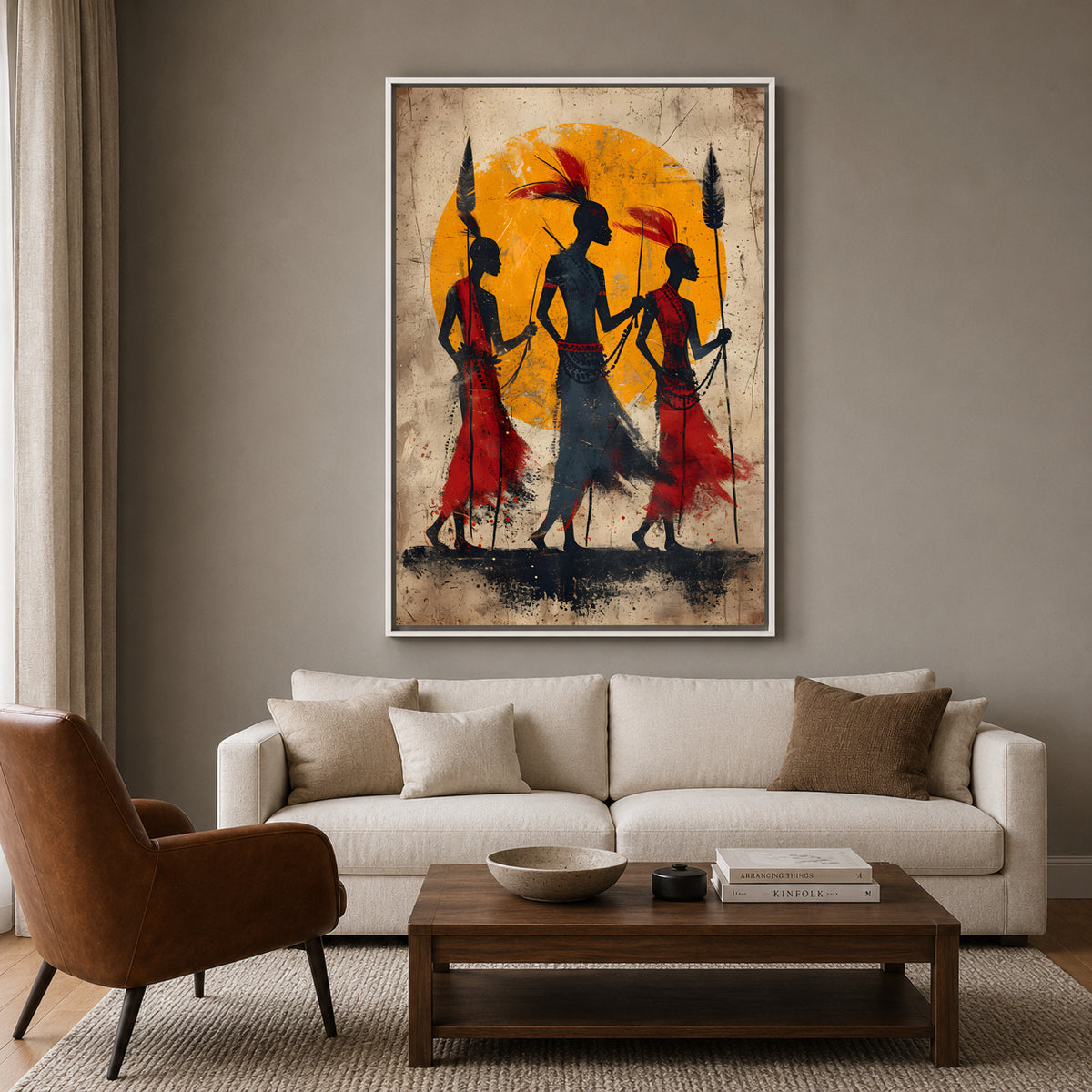 African Tribal Women Silhouette Canvas Wall Art for Home Decor