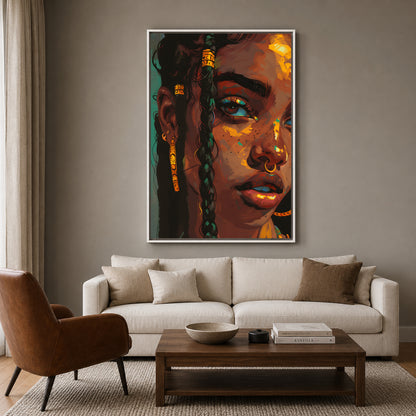 African Woman Portrait Canvas Wall Art Painting for Modern Decor