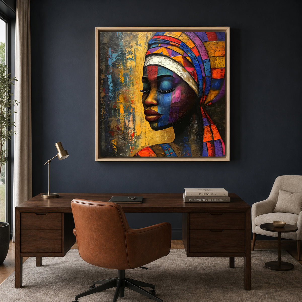 Abstract African Woman Portrait Canvas Wall Art for Luxury Decor