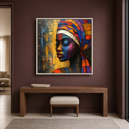 Abstract African Woman Portrait Canvas Wall Art for Luxury Decor
