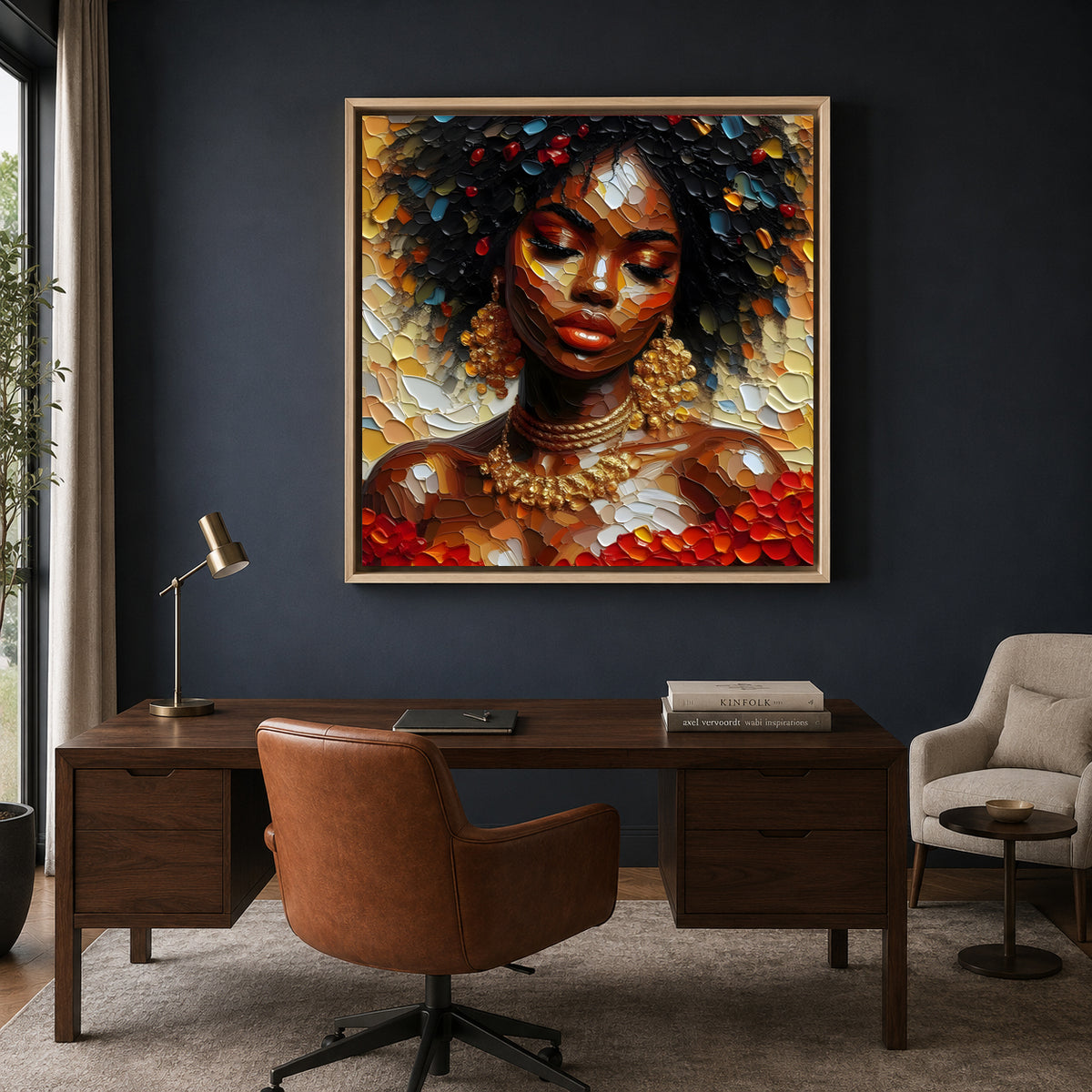 African Queen Textured Abstract Canvas Wall Art for Luxury Decor