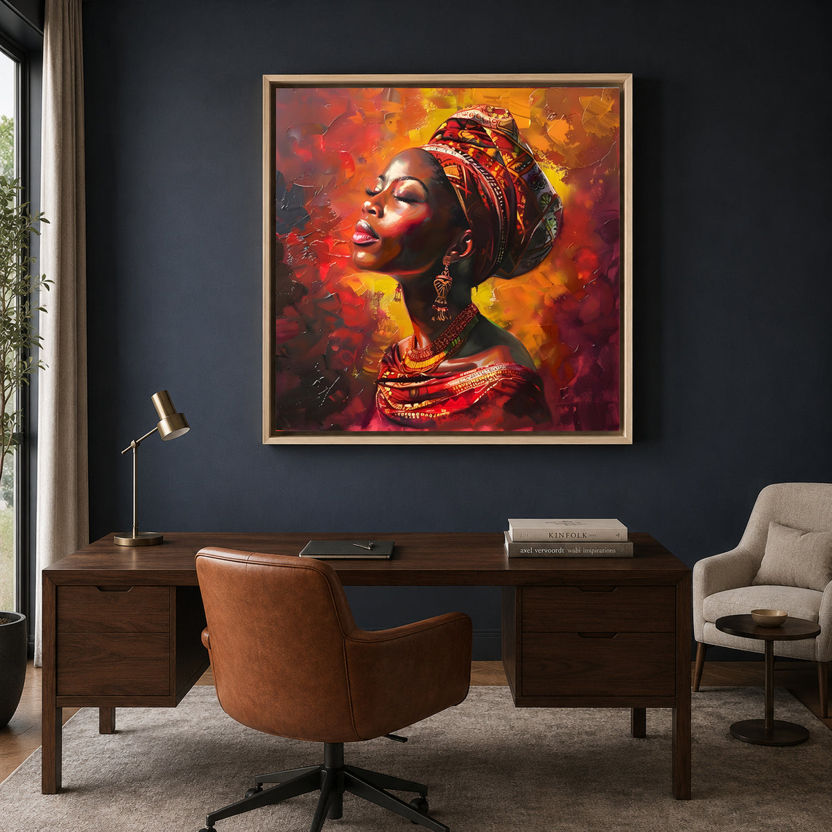 African Woman Portrait Canvas Wall Art for Modern Luxury Decor