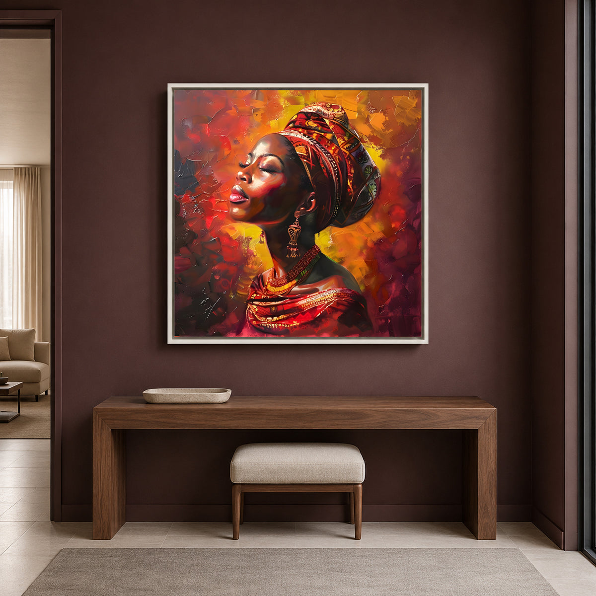 African Woman Portrait Canvas Wall Art for Modern Luxury Decor