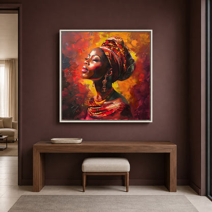 African Woman Portrait Canvas Wall Art for Modern Luxury Decor