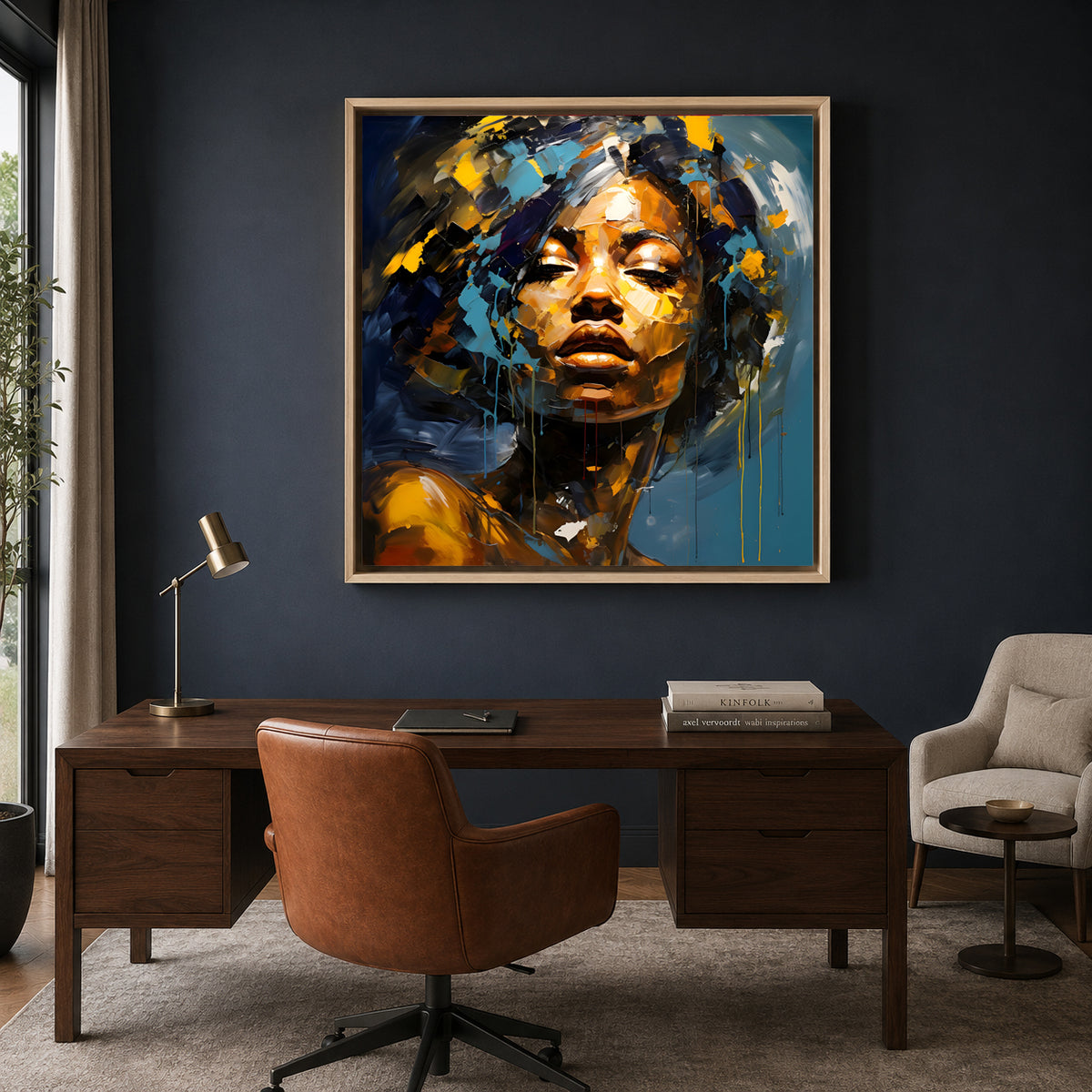 Abstract African Woman Portrait Canvas Wall Art for Luxury Interiors