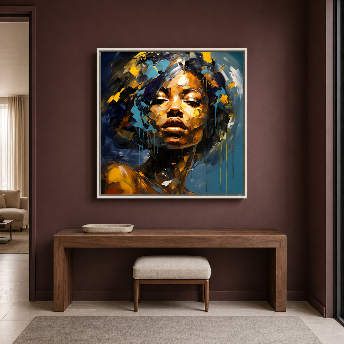 Abstract African Woman Portrait Canvas Wall Art for Luxury Interiors