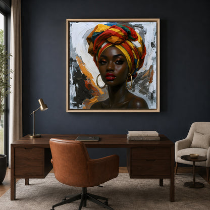 African Queen Portrait Canvas Wall Art for Elegant Home Decor