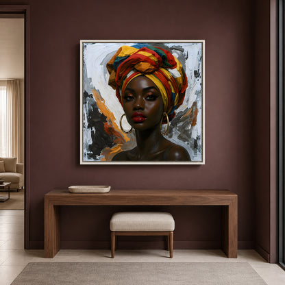 African Queen Portrait Canvas Wall Art for Elegant Home Decor