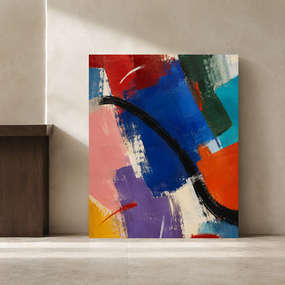 Chromatic Rhythm Colorful Geometric Abstract Canvas Art