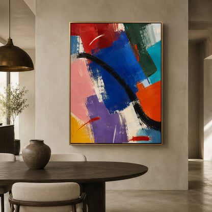 Chromatic Rhythm Colorful Geometric Abstract Canvas Art
