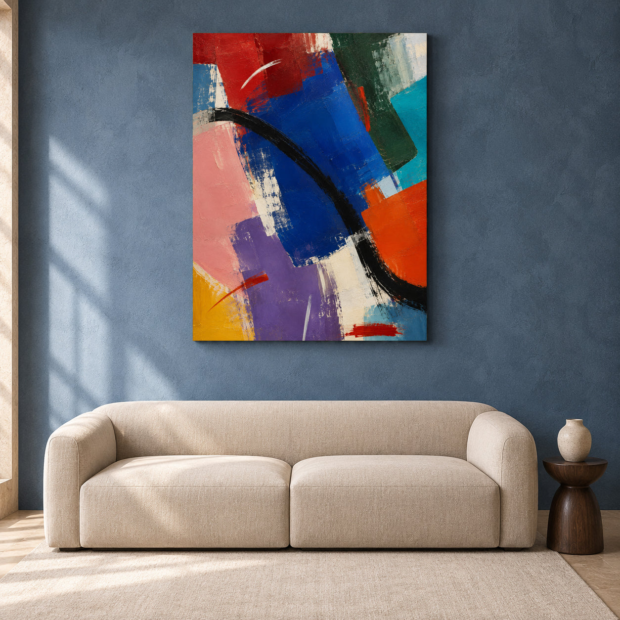 Chromatic Rhythm Colorful Geometric Abstract Canvas Art
