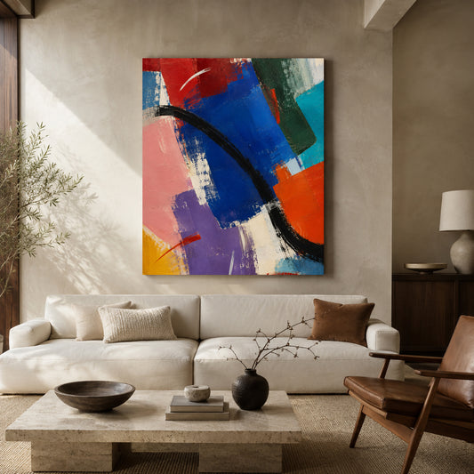 Chromatic Rhythm Colorful Geometric Abstract Canvas Art