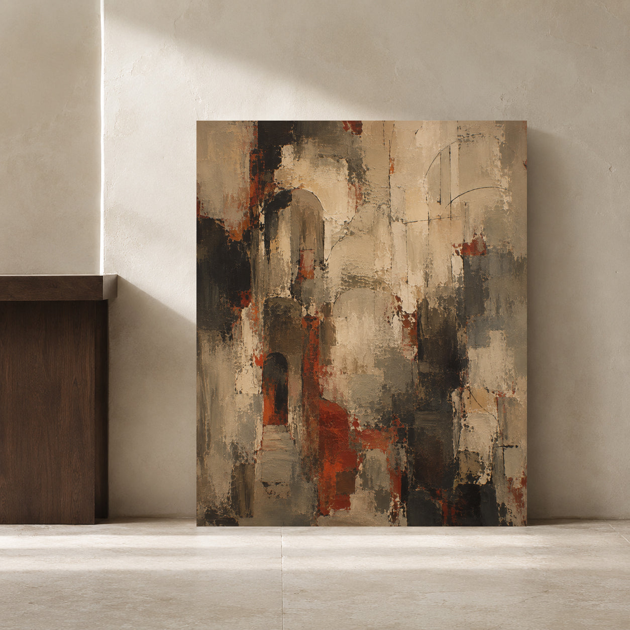 Ancient Arches Abstract Canvas Art in Warm Earth Tones