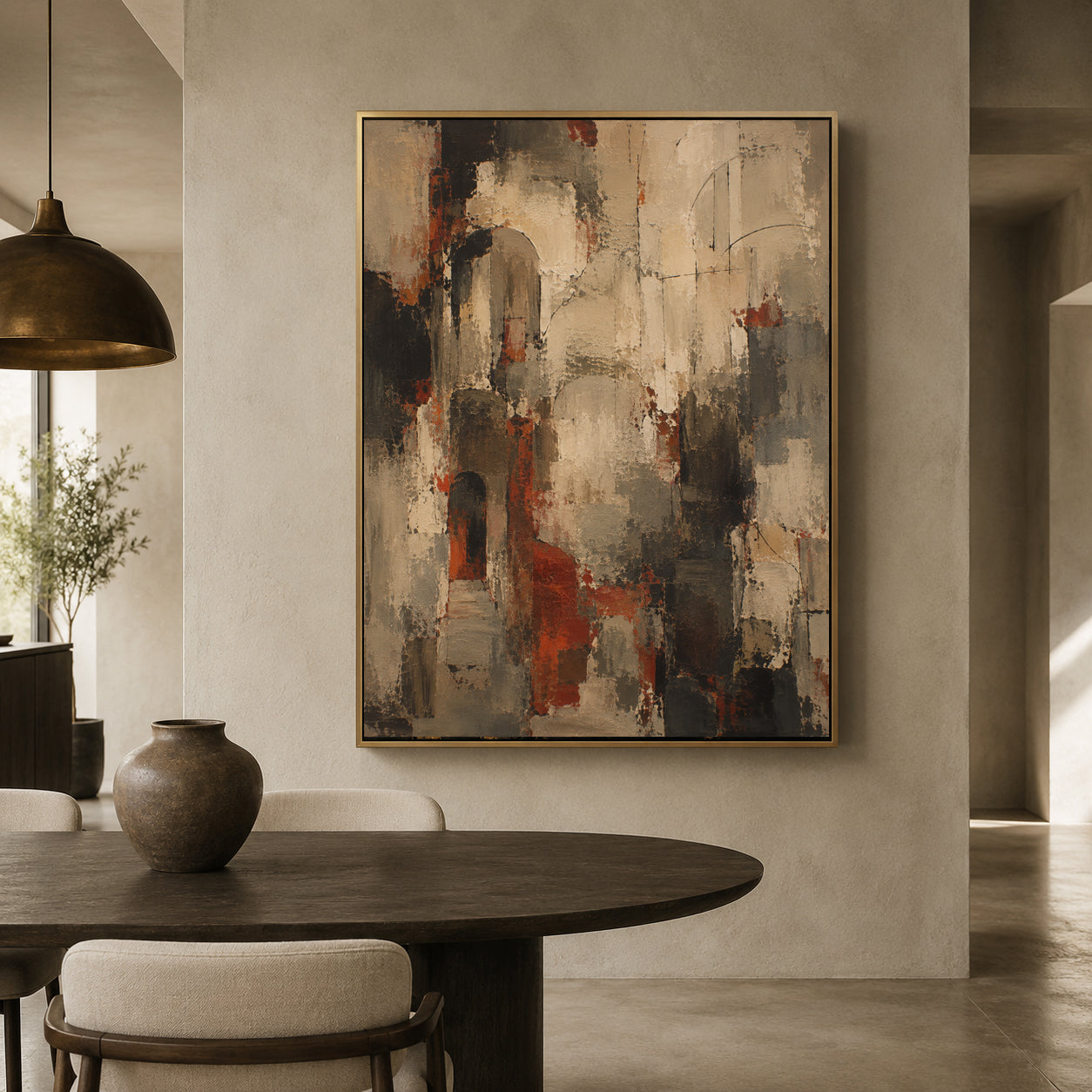 Ancient Arches Abstract Canvas Art in Warm Earth Tones