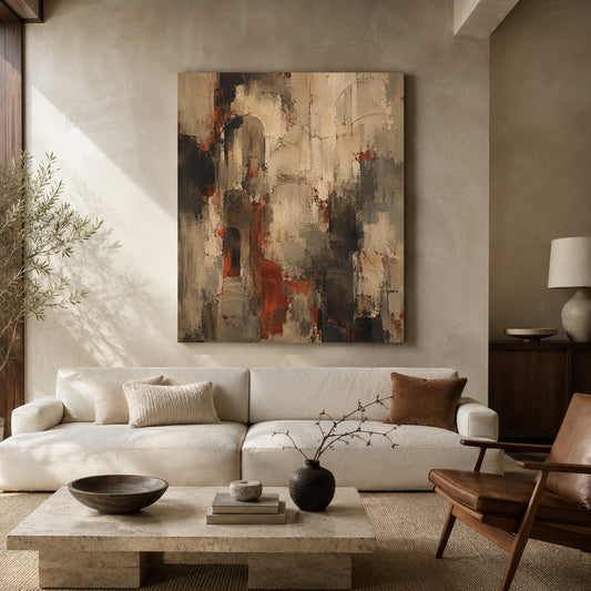 Ancient Arches Abstract Canvas Art in Warm Earth Tones