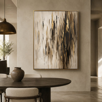 Gilded Skyline Black and Gold Vertical Abstract Canvas Art