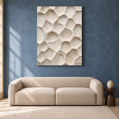 White Organic Texture Minimalist Abstract Canvas Art