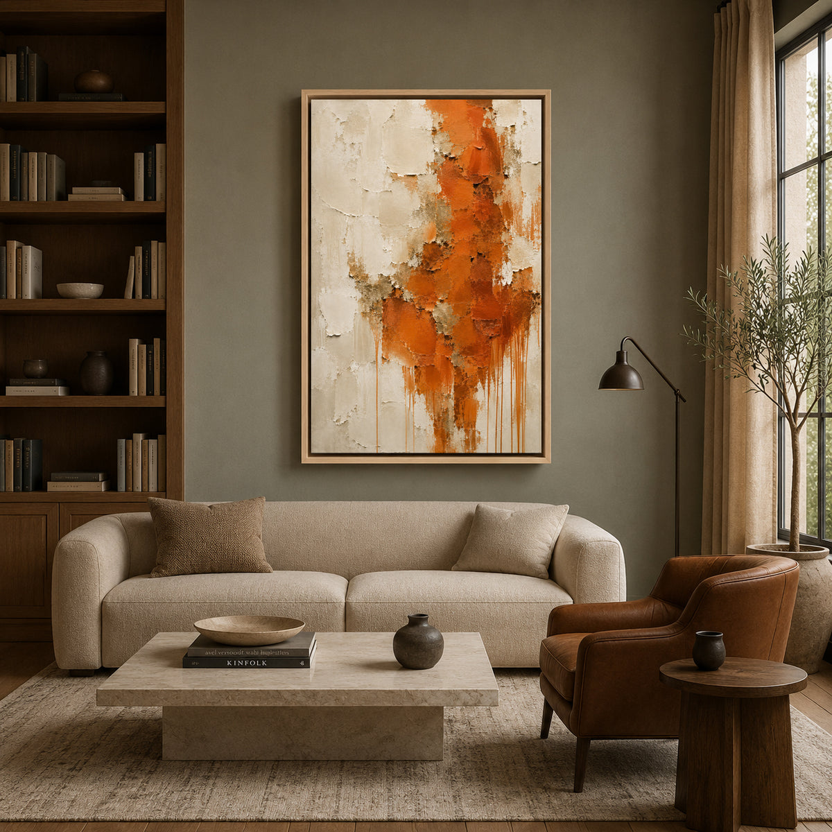 Burnt Orange and Gold Textured Abstract Canvas Wall Art for Modern Interiors