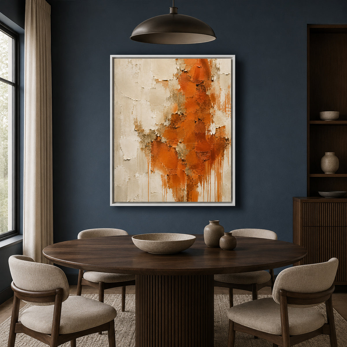 Burnt Orange and Gold Textured Abstract Canvas Wall Art for Modern Interiors