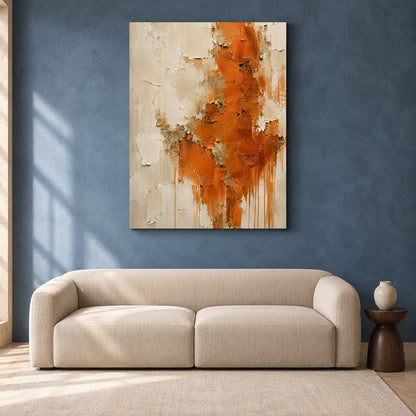 Burnt Orange and Gold Textured Abstract Canvas Wall Art for Modern Interiors