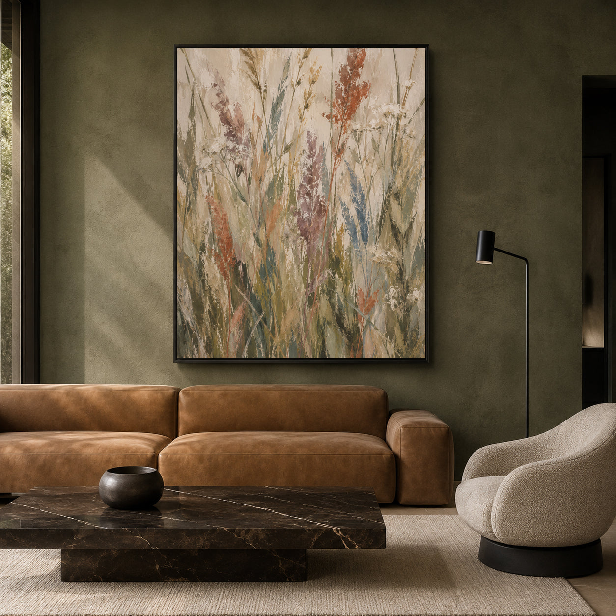 Muted Wildflower Meadow Abstract Canvas Wall Art
