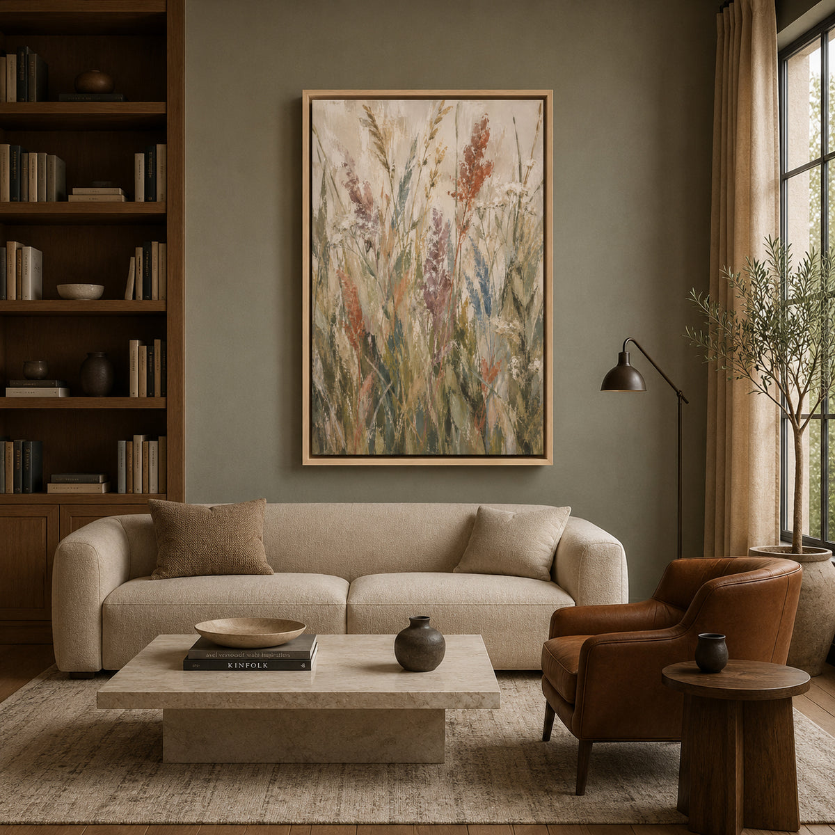 Muted Wildflower Meadow Abstract Canvas Wall Art