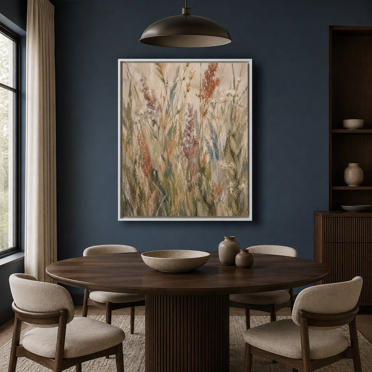 Muted Wildflower Meadow Abstract Canvas Wall Art