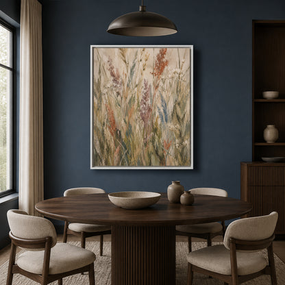 Muted Wildflower Meadow Abstract Canvas Wall Art