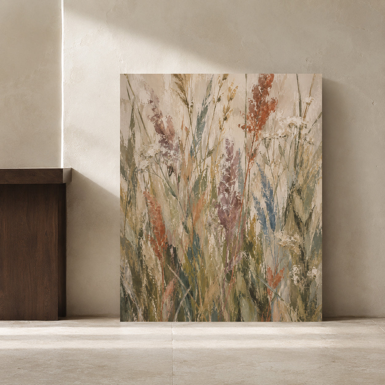 Muted Wildflower Meadow Abstract Canvas Wall Art