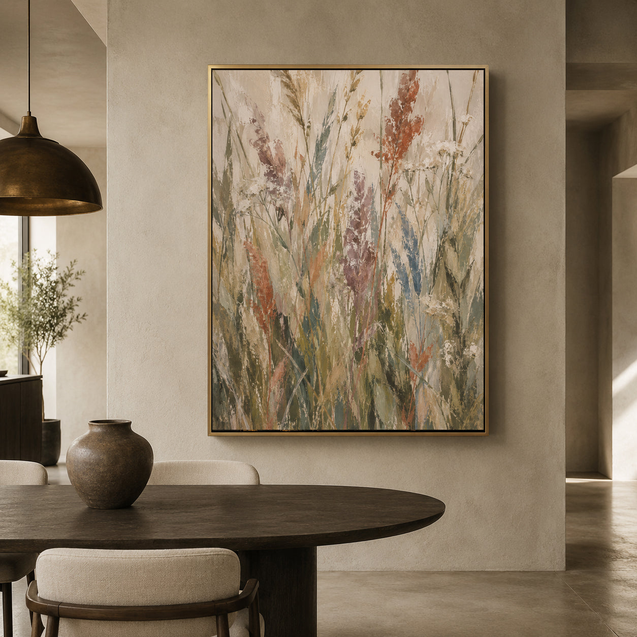 Muted Wildflower Meadow Abstract Canvas Wall Art