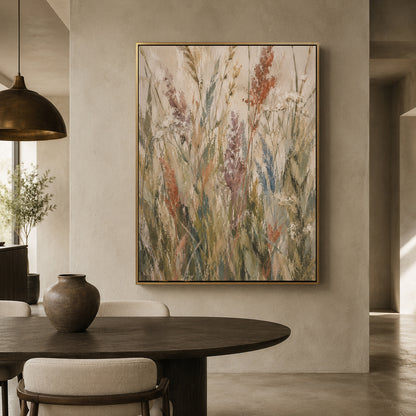 Muted Wildflower Meadow Abstract Canvas Wall Art