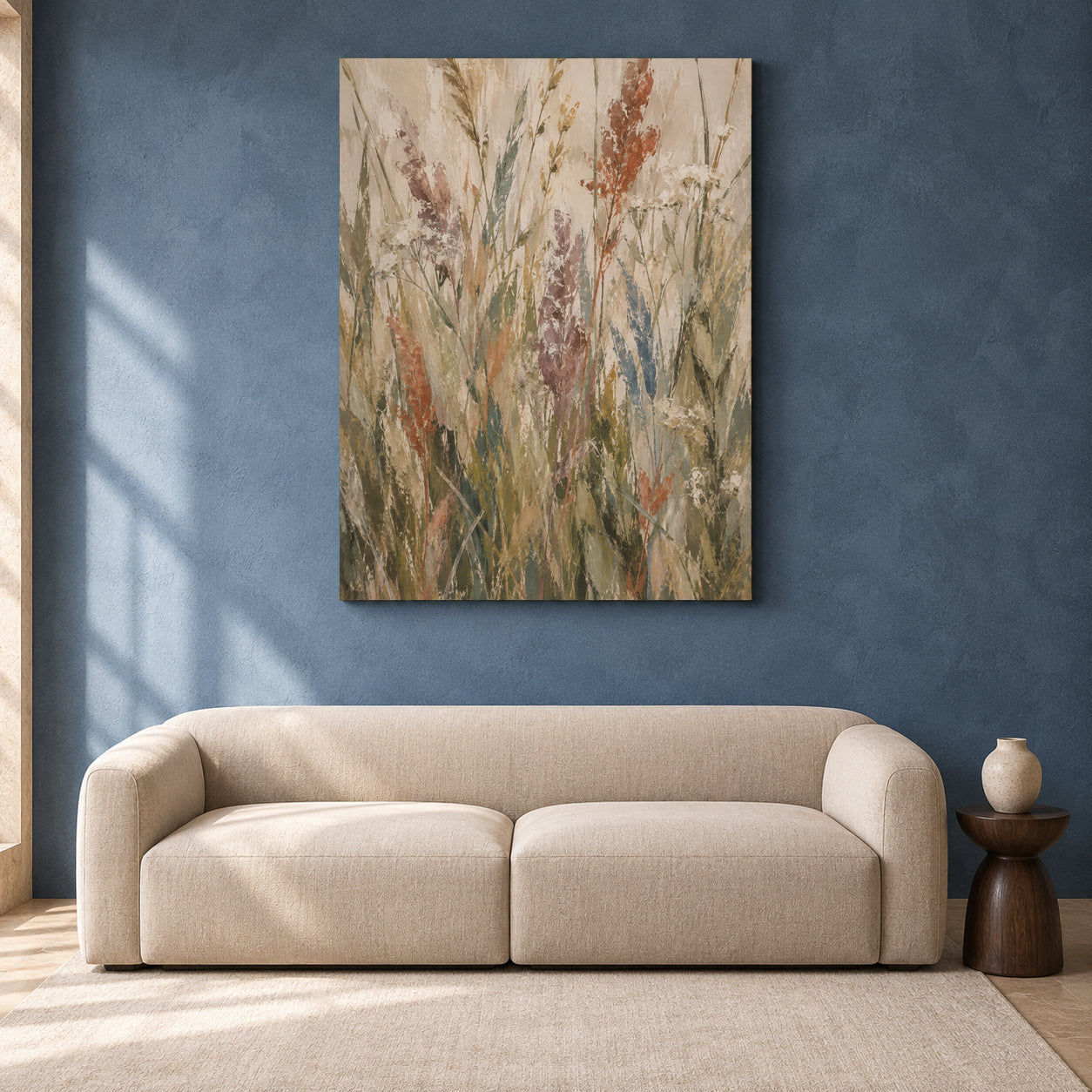 Muted Wildflower Meadow Abstract Canvas Wall Art