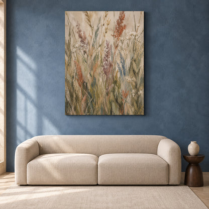 Muted Wildflower Meadow Abstract Canvas Wall Art