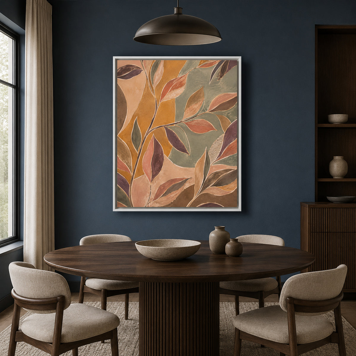 Terracotta and Sage Botanical Leaf Canvas Wall Art
