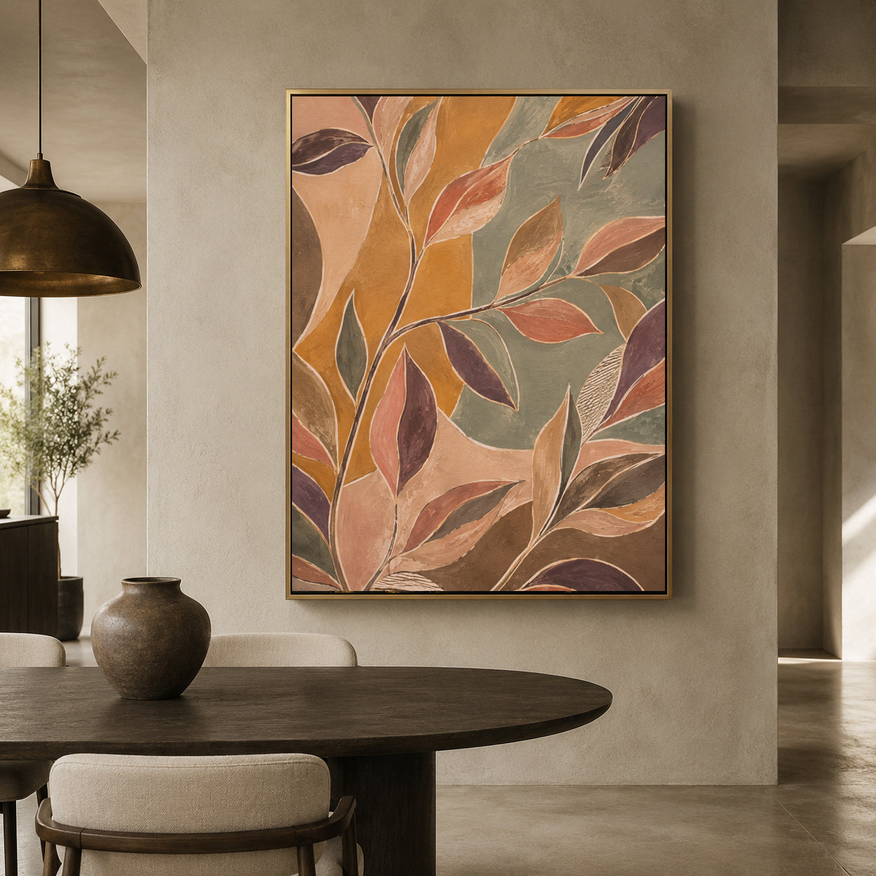 Terracotta and Sage Botanical Leaf Canvas Wall Art