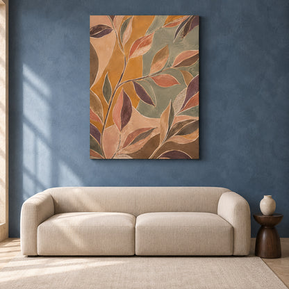 Terracotta and Sage Botanical Leaf Canvas Wall Art