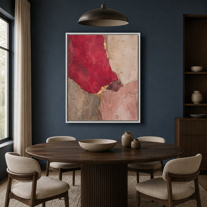 Burgundy and Blush Pink Abstract Textured Canvas Wall Art
