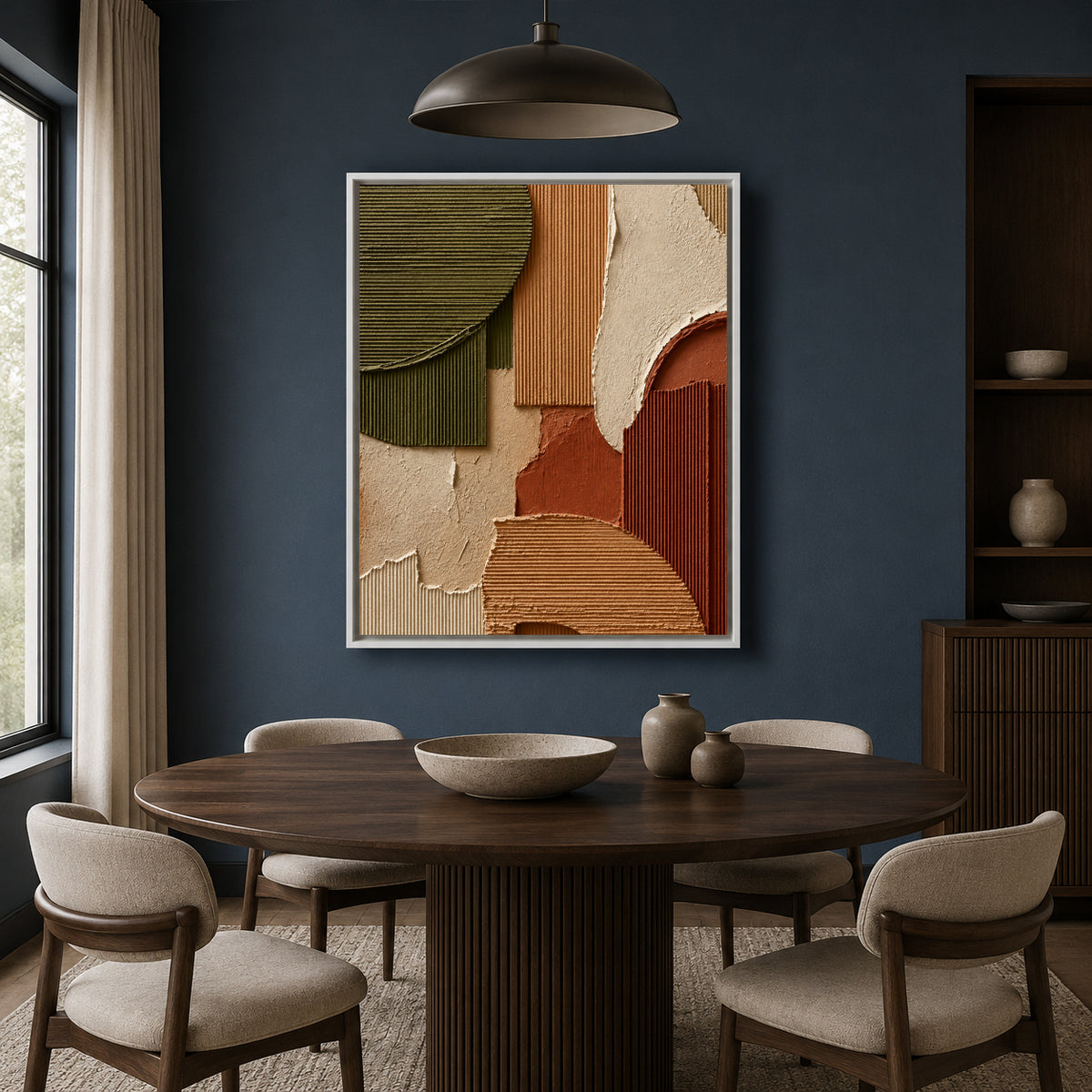 Olive Green Terracotta Abstract Textured Canvas Wall Art